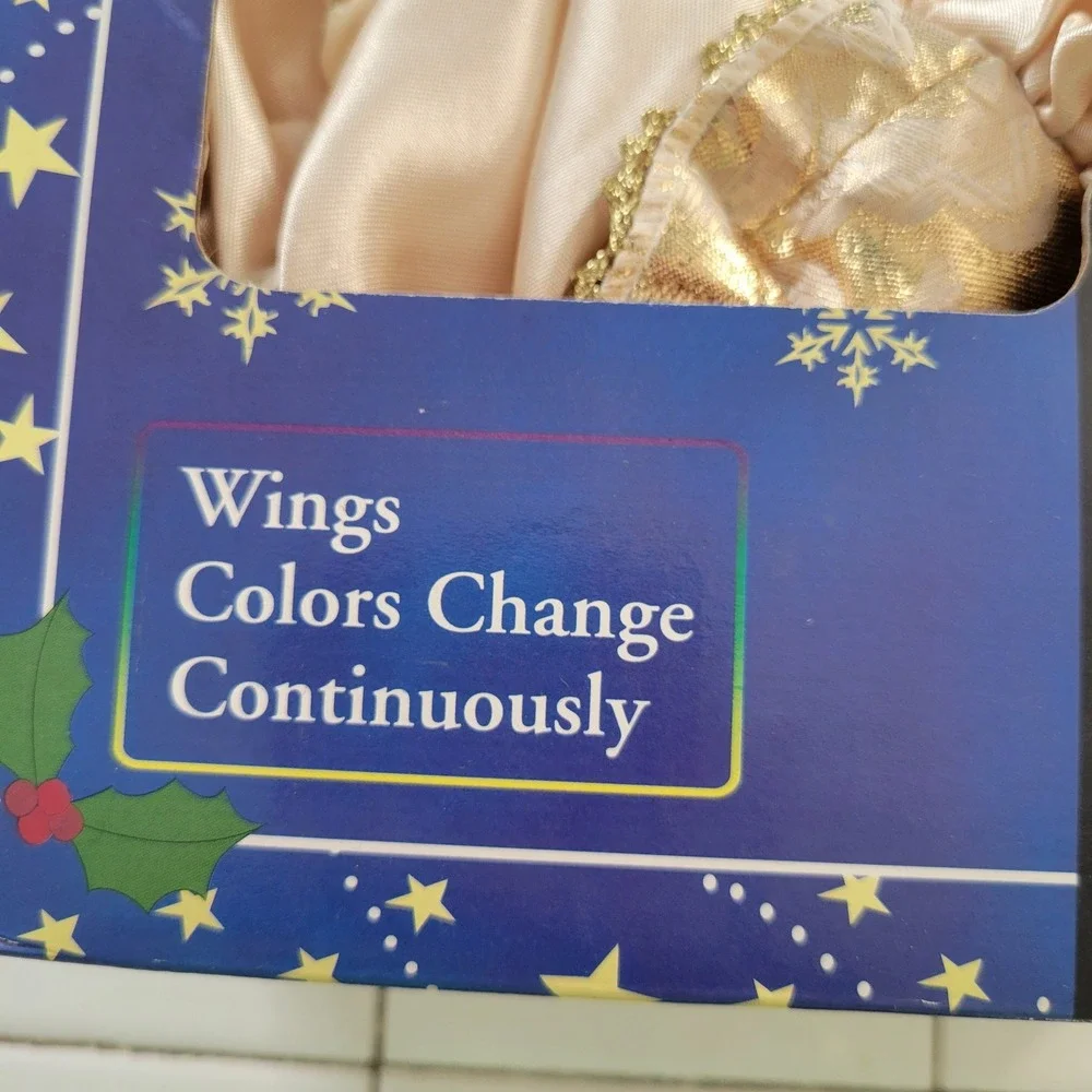 Deluxe 12 in Fiber Optic Angel Wings Color Change Christmas Decor‎ Tree Topper